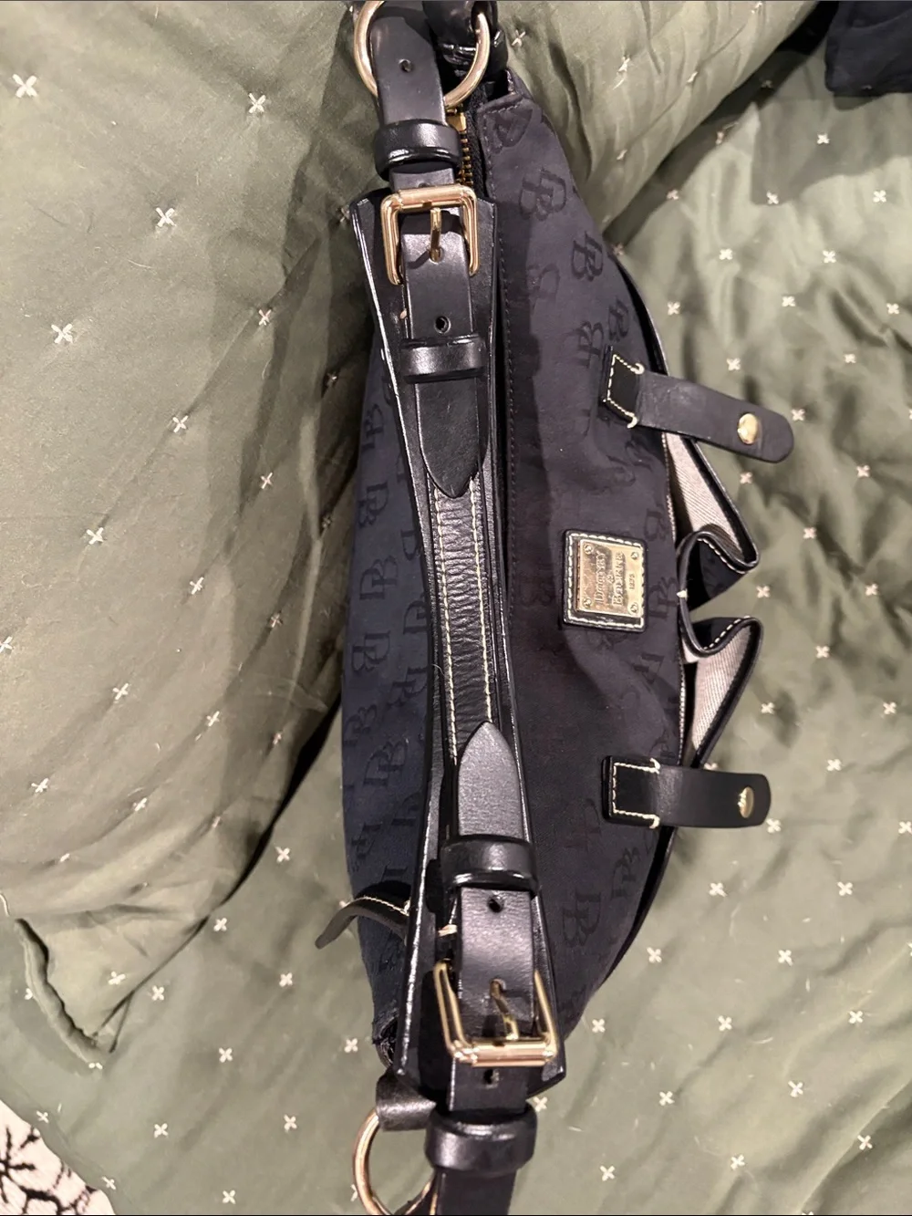 Dooney & Bourke Black Logo Hobo with Gold Hardware. Excellent condition!